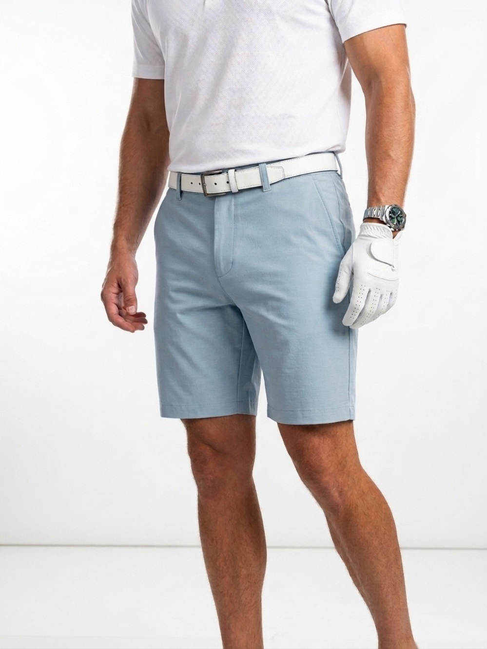Travis Mathew Tech Chino 8" Golf Shorts Size 40 Ash Blue Performance Stretch